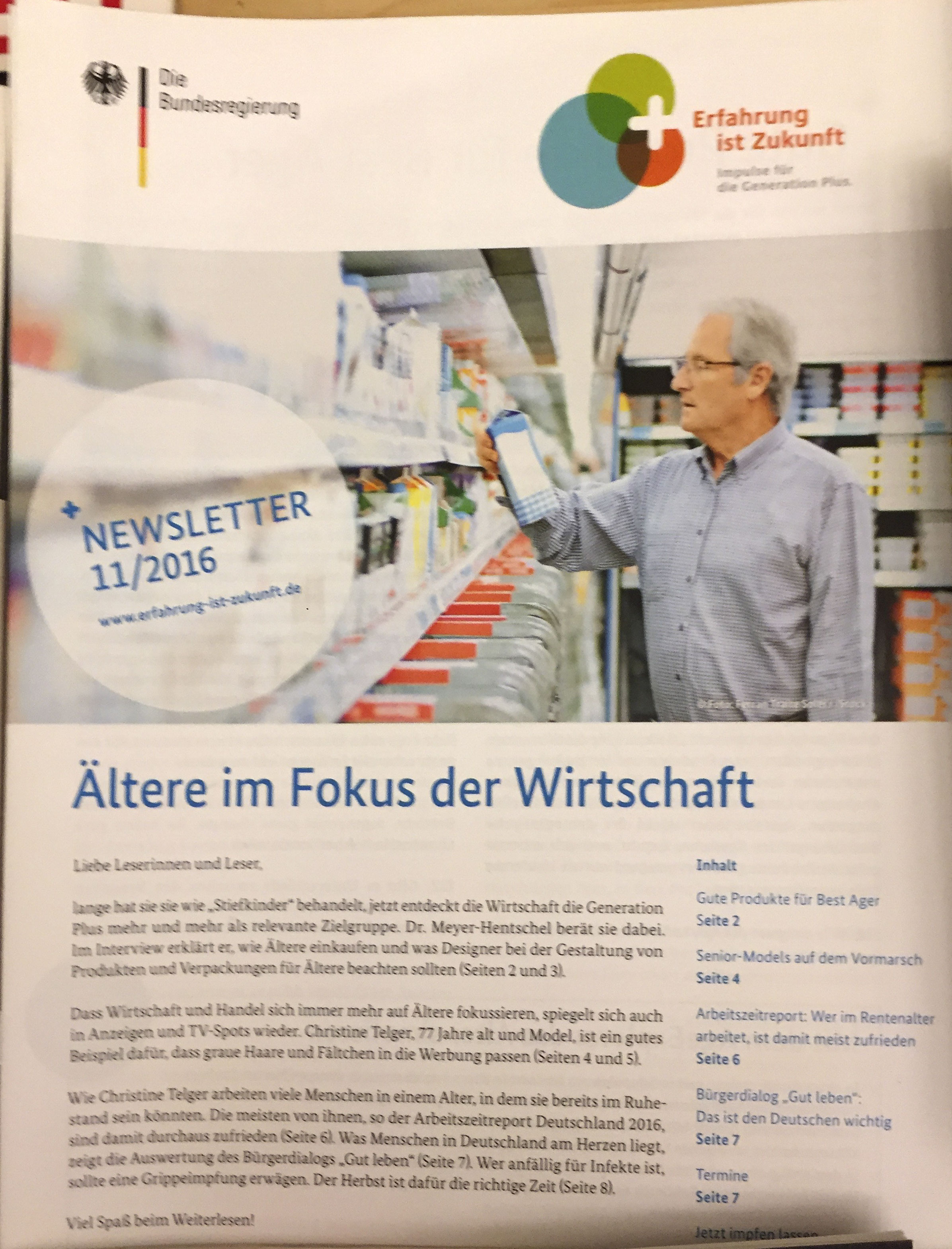 Bundesregierung: Ältere im Fokus der Wirtschaft