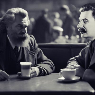 Mohr und Koba besprechen  die Relevanz von Zeitreisen für  die Kommunistische Internationale